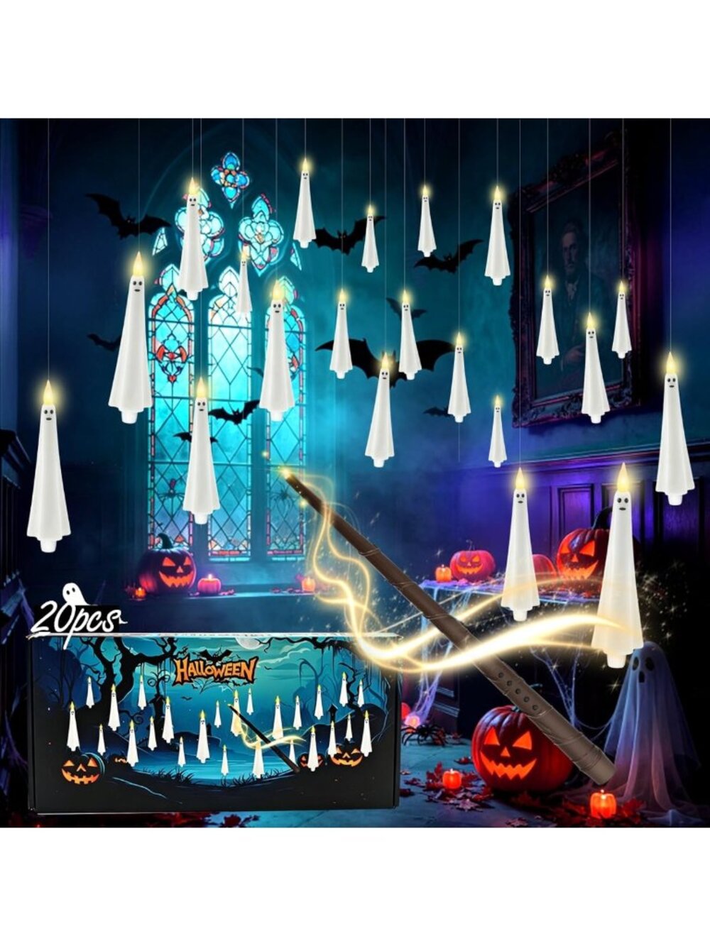20 Pcs Flameless Floating Candles with Remote - LED Flickering Taper Lights for